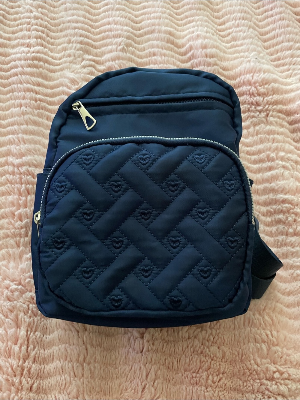 Quilted Navy Women's Backpack - Lightweight Everyday Bag